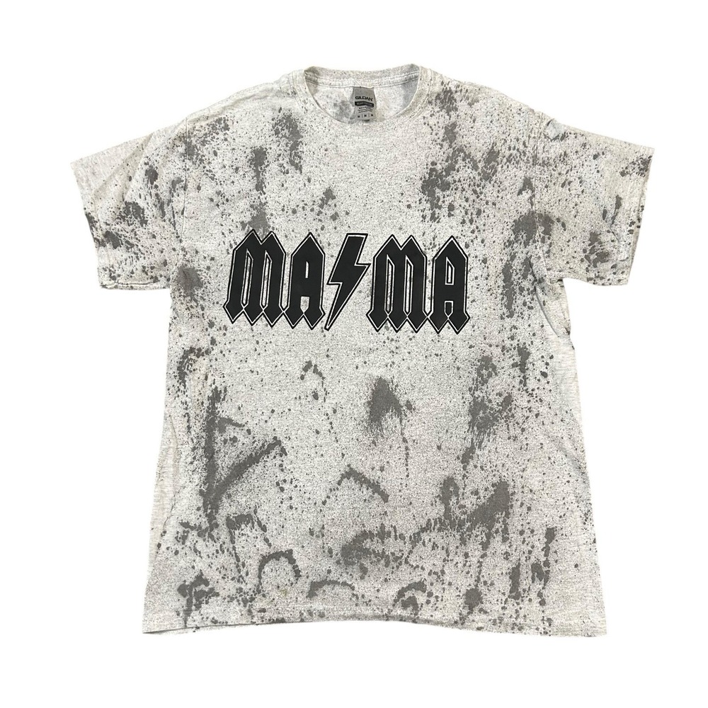 Mama Shirt Size M ACDC Style Tee Tie Dye Black Gray Short Sleeve